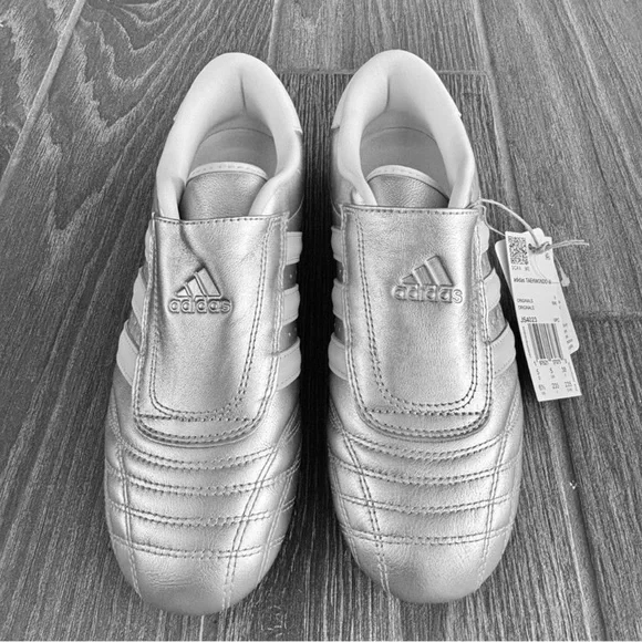 Adidas Taekwondo Metallic Silver with Ivory Stripes Athletic Shoes size 6.5 - Picture 13 of 15